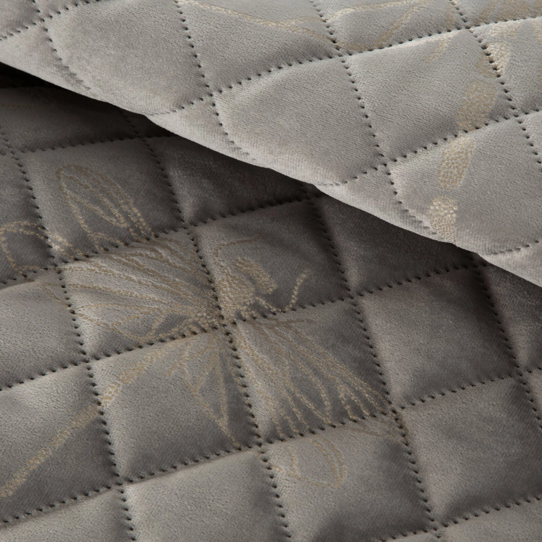 Prehoz 170x210 cm velúrový so vzorom vážky, strieborný a zlatý