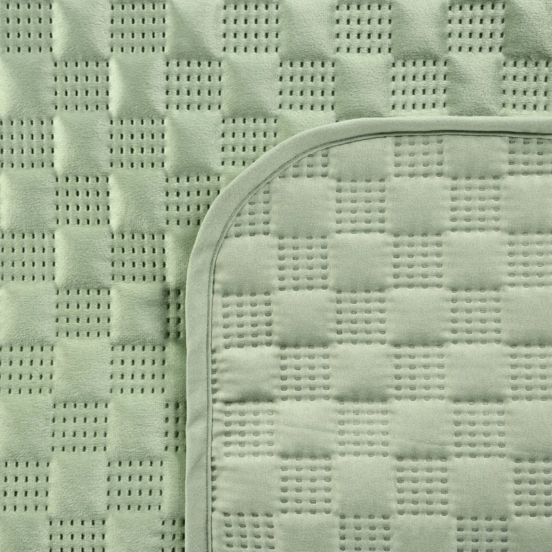 Prehoz 170x210 cm welvetový prešívaný, svetlozelený