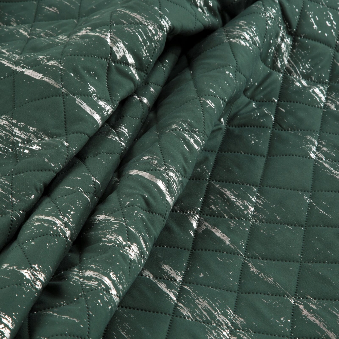 Prehoz 200x220 cm mikrovláknový, tmavozelený a strieborný