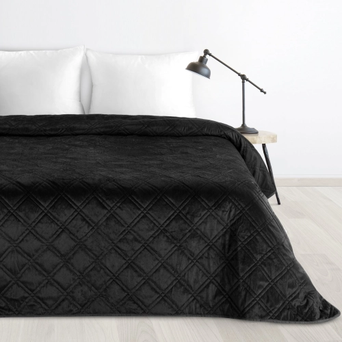 Prehoz 200x220 cm prešívaný geometrický vzor, čierny