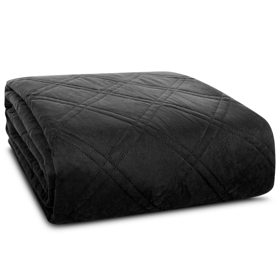 Prehoz 200x220 cm prešívaný geometrický vzor, čierny