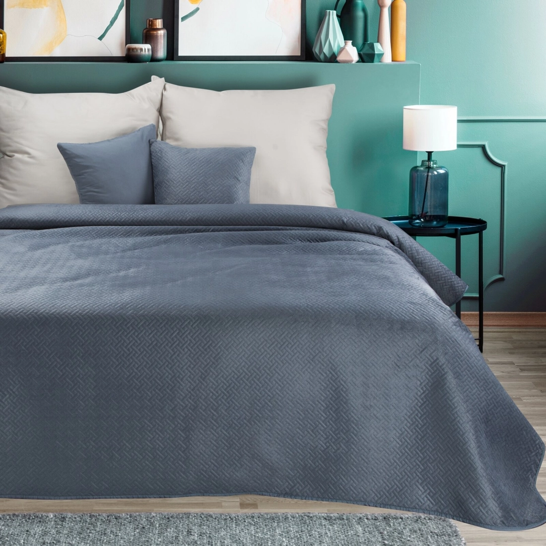 Prehoz 200x220 cm s geometrickým vzorom, grafitový