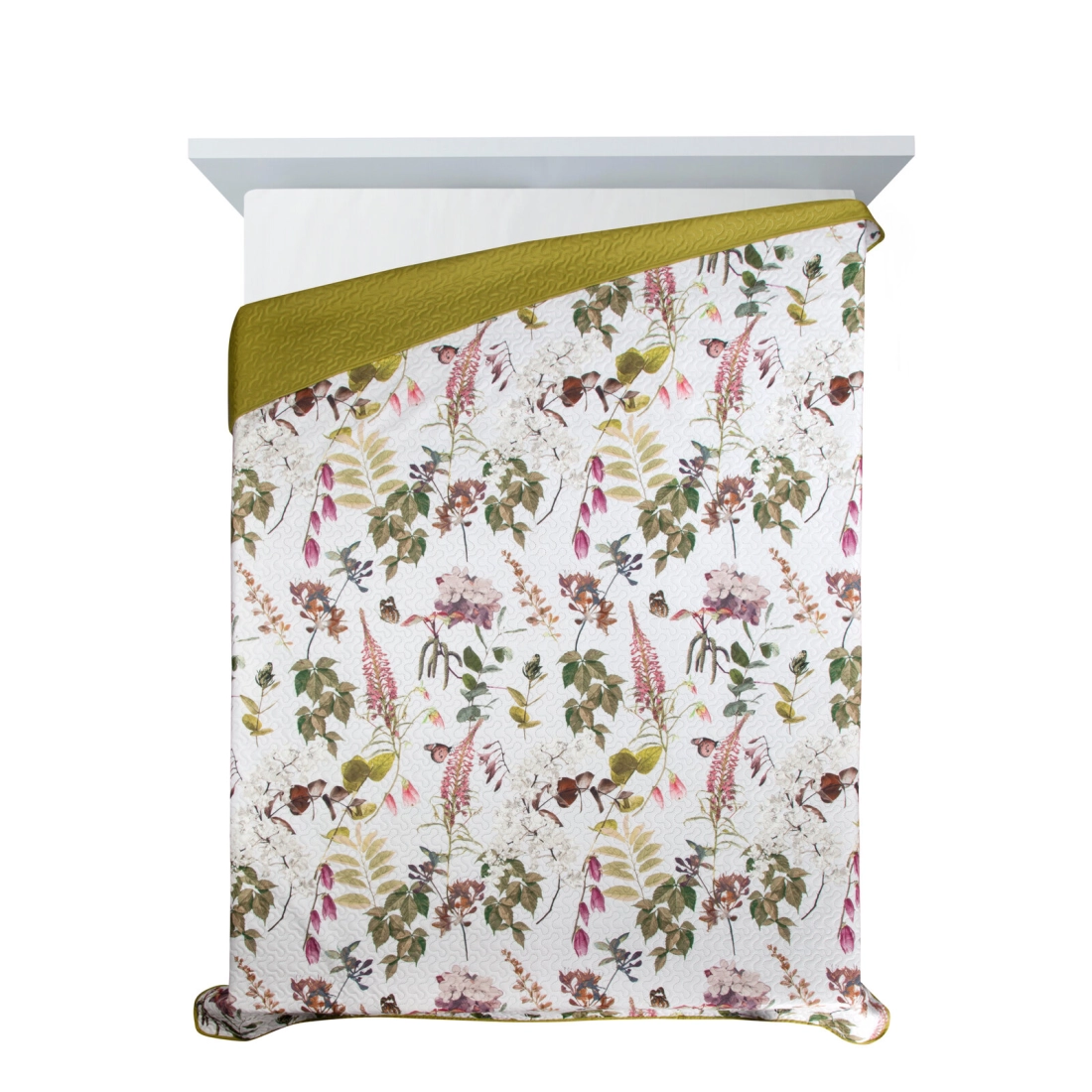 Prehoz 200x220 cm s motívom kvetov, biely a zelený