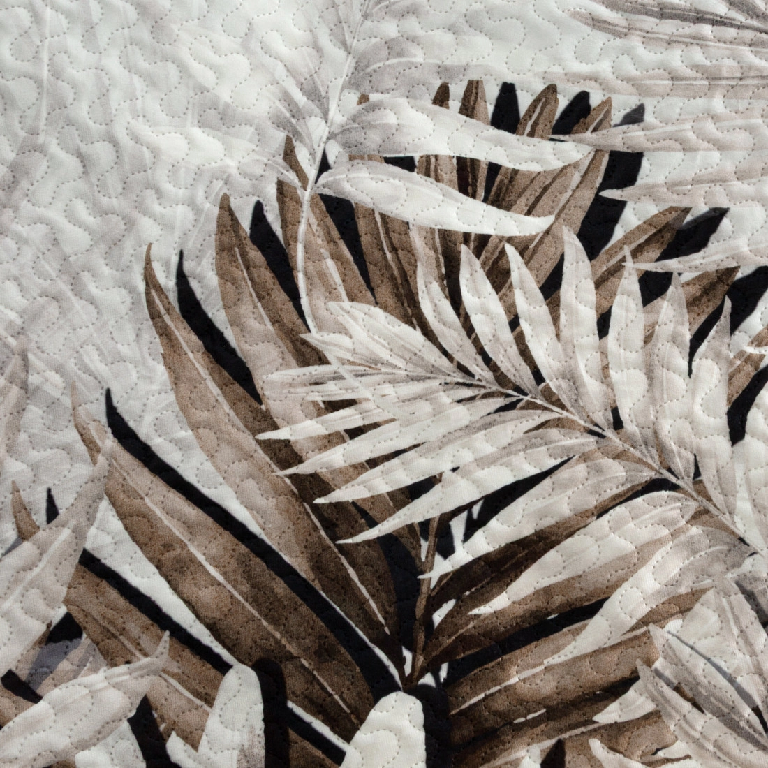 Prehoz 200x220 cm s motívom listov, biely a béžový