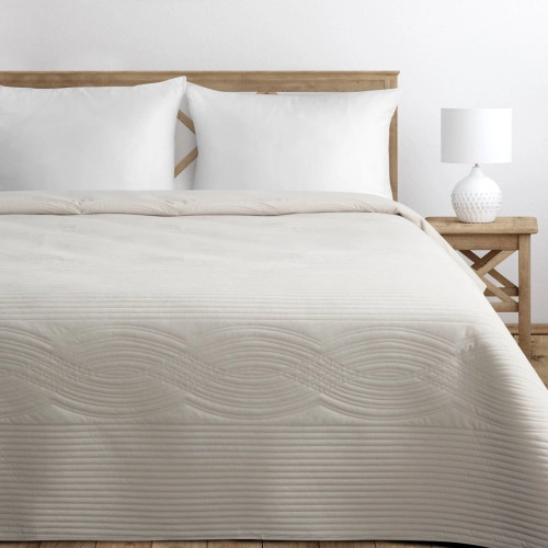 Prehoz 220x240 cm prešívaný geometrický vzor, krémový