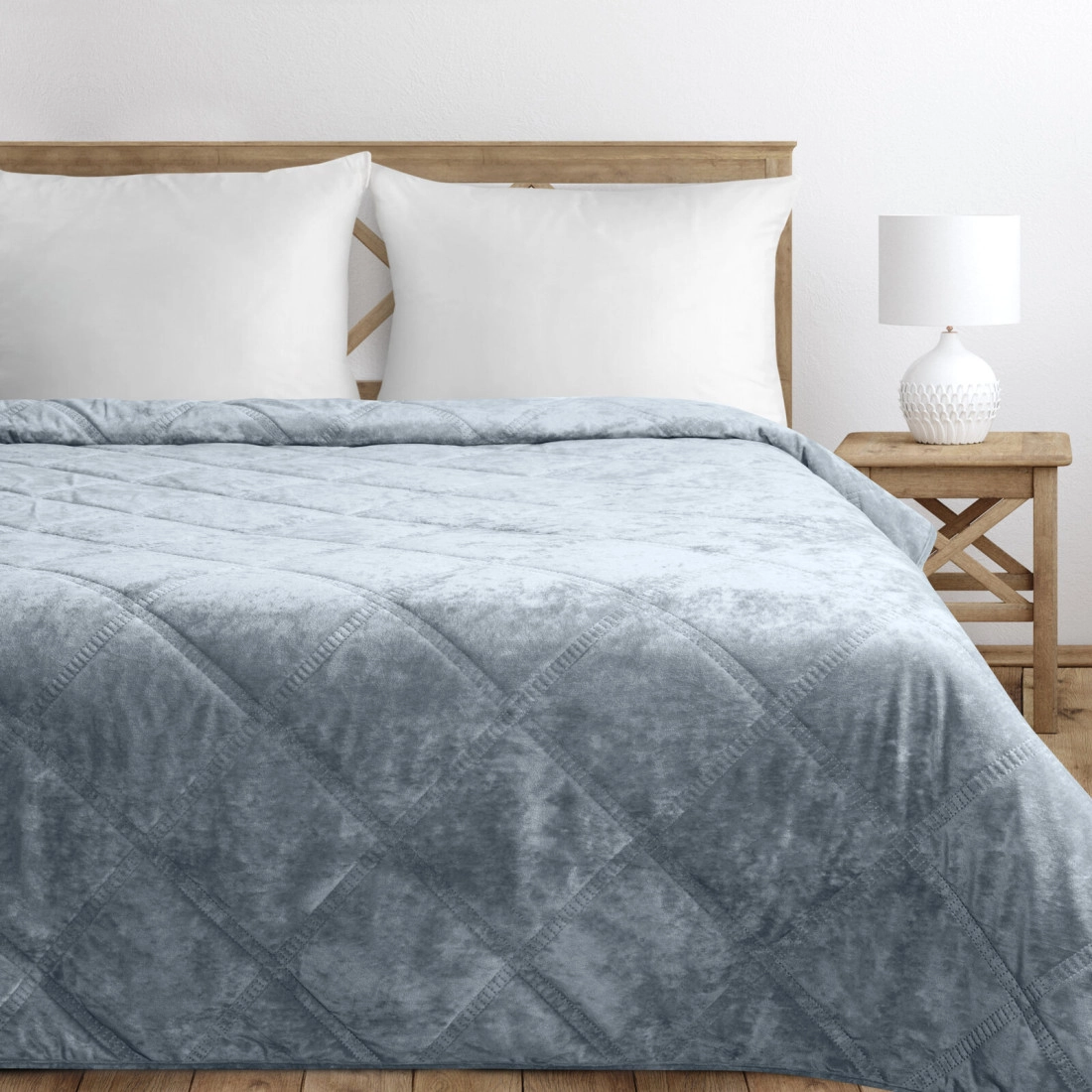 Přehoz 220x240 cm s geometrickým vzorem kosočtverců, stříbrný