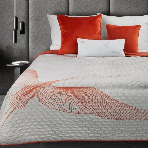 Prehoz 220x240 cm s motívom vtáka, biely a oranžový