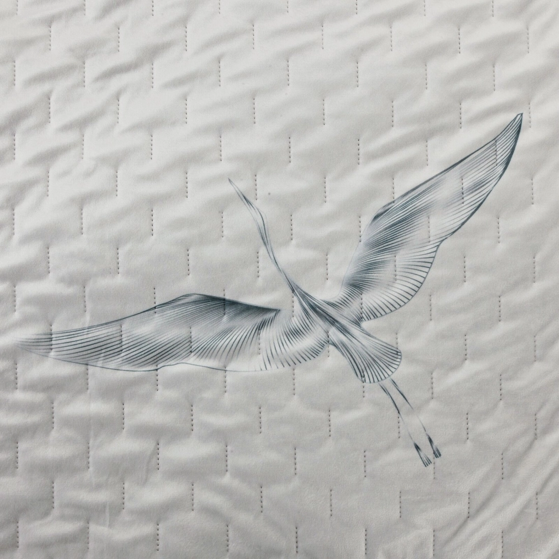 Prehoz 220x240 cm s motívom vtáka, biely a oranžový