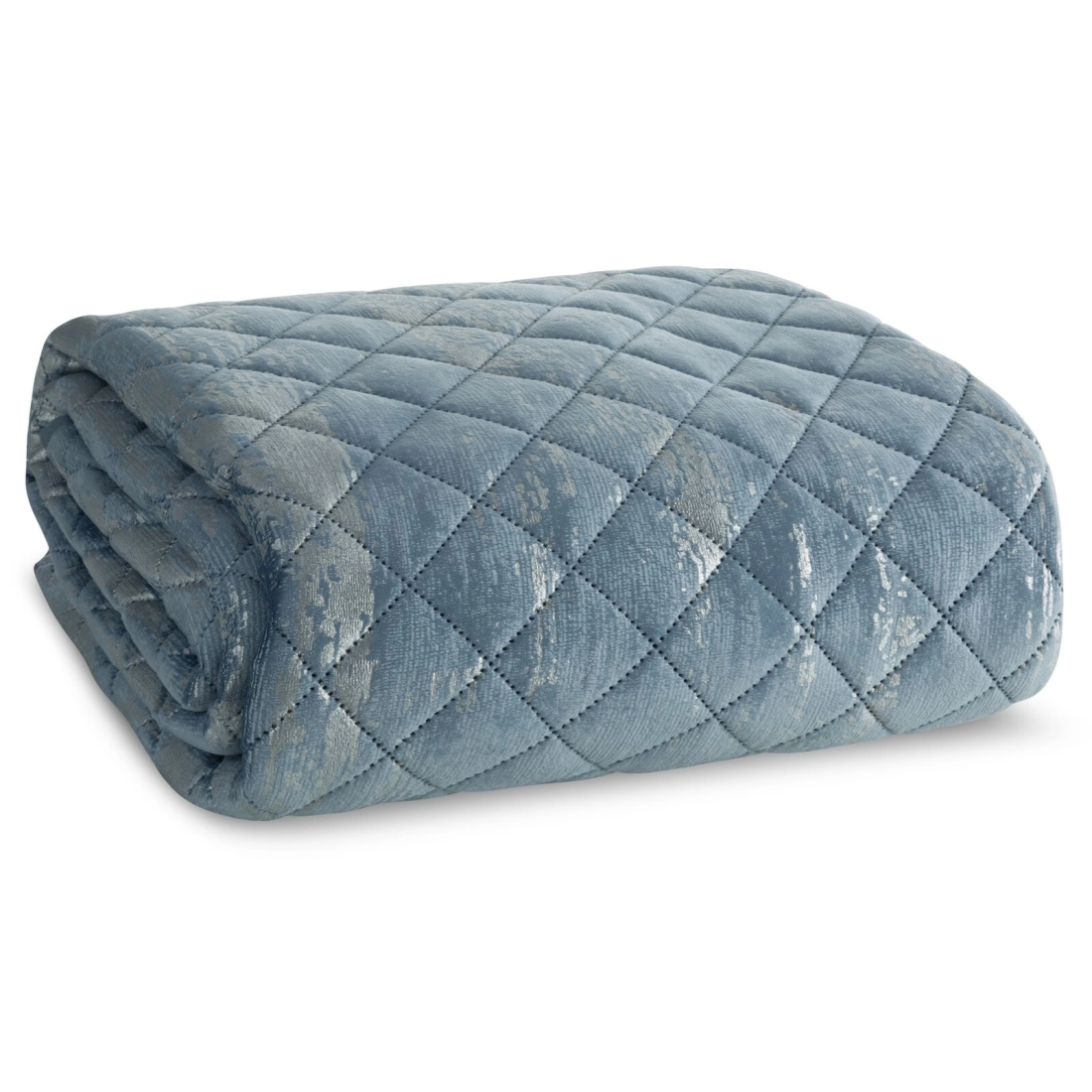 Prehoz 220x240 cm velúrový s geometrickým vzorom, modrý a strieborný