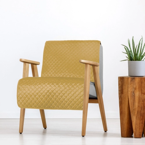 Prehoz na kreslo 70x160 cm so vzorom rybích šupín, horčicový