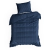 Set obliečok 220x200 cm saténové prúžkované tmavomodré