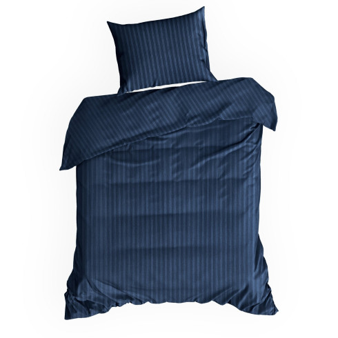 Set obliečok 220x200 cm saténové prúžkované tmavomodré