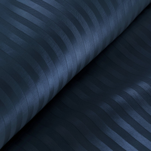 Set obliečok 220x200 cm saténové prúžkované tmavomodré