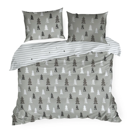 Vianočné obliečky 140x200 cm bavlnené flanelové, sivé a biele