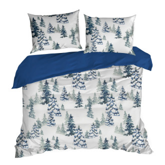 Vianočné obliečky 140x200 cm bavlnené renforcé, biele a tmavomodré