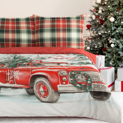 Vianočné obliečky 140x200 cm bavlnené renforcé, červené a biele