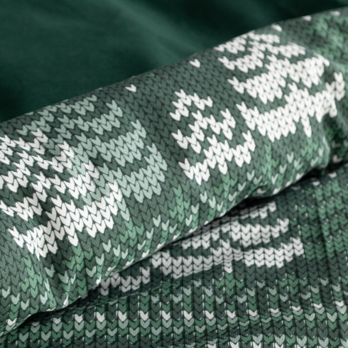 Vianočné obliečky 140x200 cm bavlnené renforcé, tmavozelené a biele