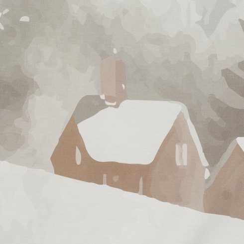 Vianočné obliečky 140x200 cm saténové, biele a svetlohnedé