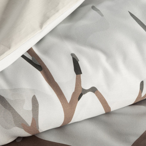 Vianočné obliečky 140x200 cm saténové, biele a svetlohnedé