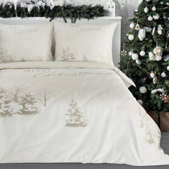 Vianočné obliečky 160x200 cm mikrovláknové, béžové a biele