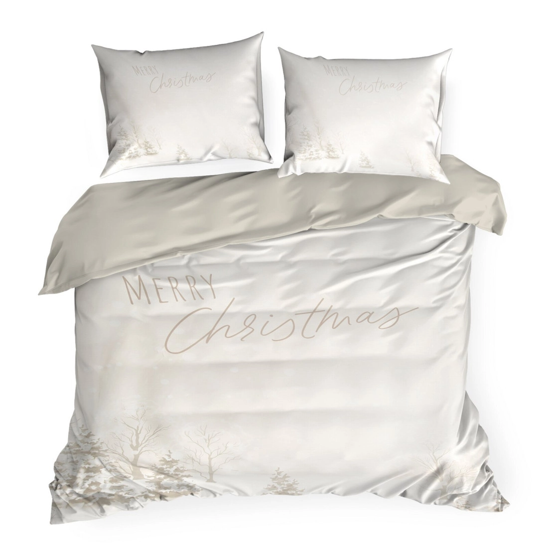 Vianočné obliečky 160x200 cm mikrovláknové, béžové a biele