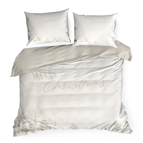 Vánoční povlečení 160x200 cm mikrovlákno, béžové a bílé