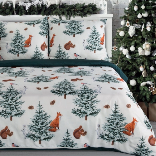 Vianočné obliečky 160x200 cm mikrovláknové, biele a zelené