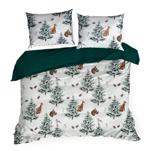 Vianočné obliečky 160x200 cm mikrovláknové, biele a zelené