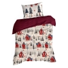 Vianočné obliečky 160x200 cm saténová bavlna, bordové a krémové