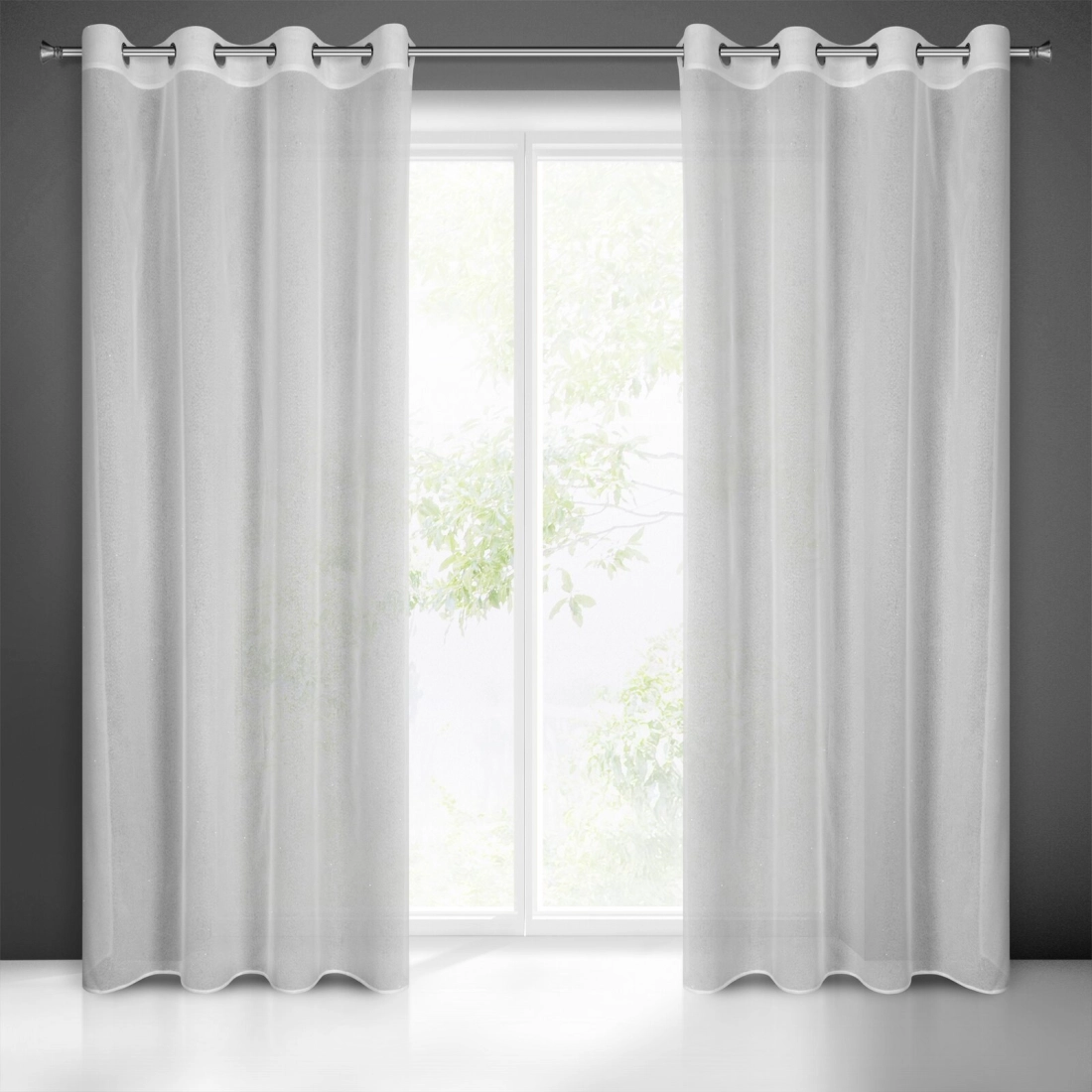 Záclona 140x250 cm biela na kovové krúžky KEJTI