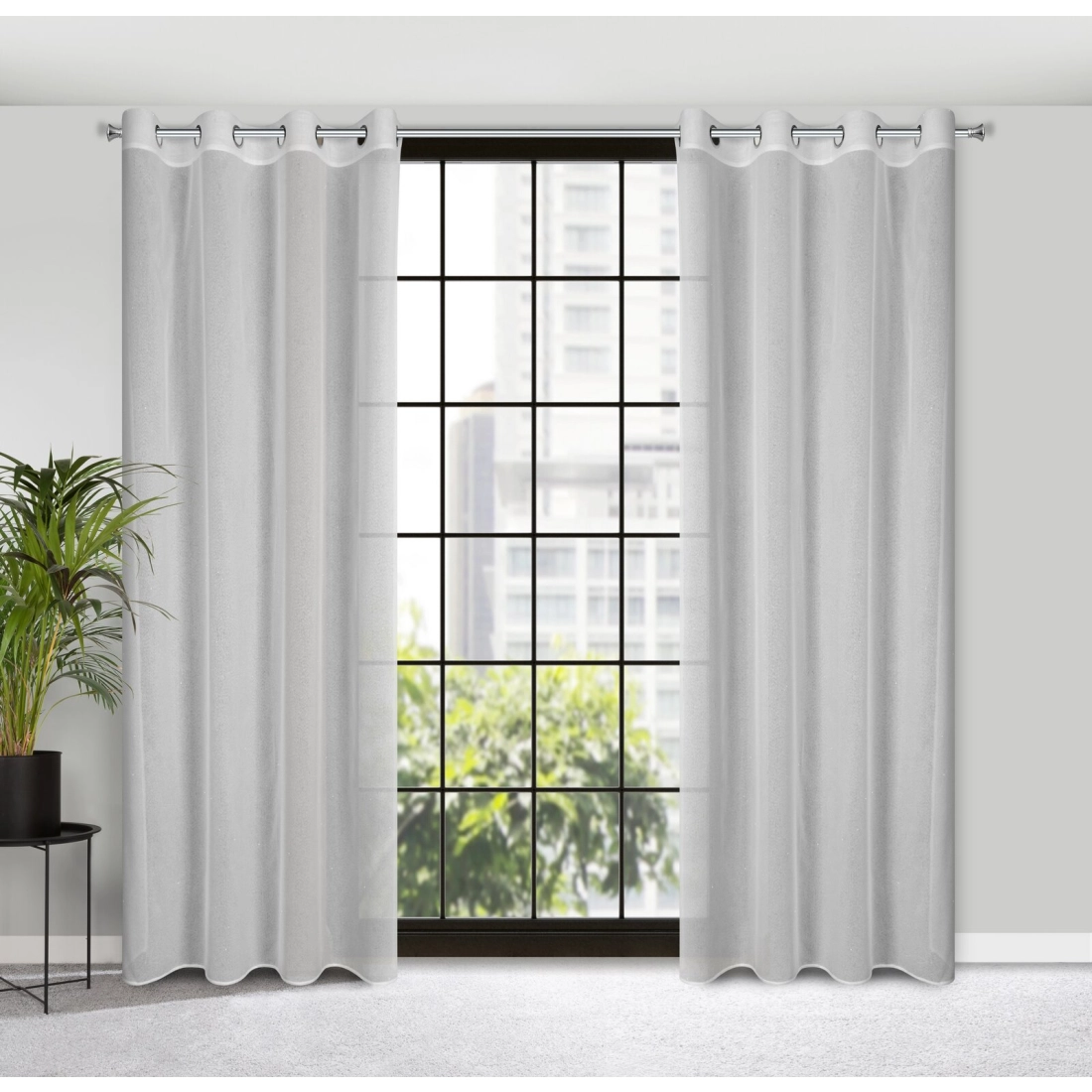 Záclona 140x250 cm biela na kovové krúžky KEJTI