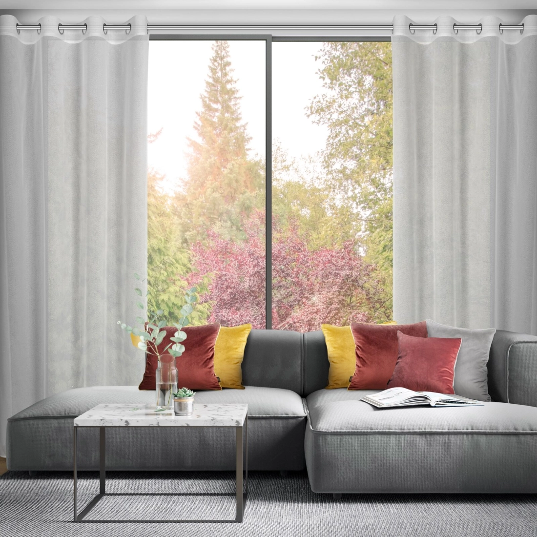 Záclona 140x250 cm biela na kovové krúžky KEJTI