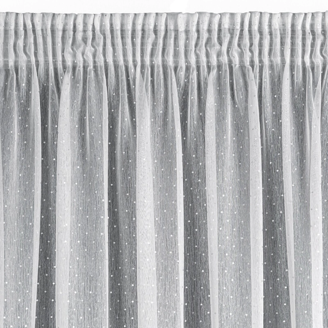 Záclona 300x250 cm biela so striebornou potlačou na riasiacu pásku SIBEL