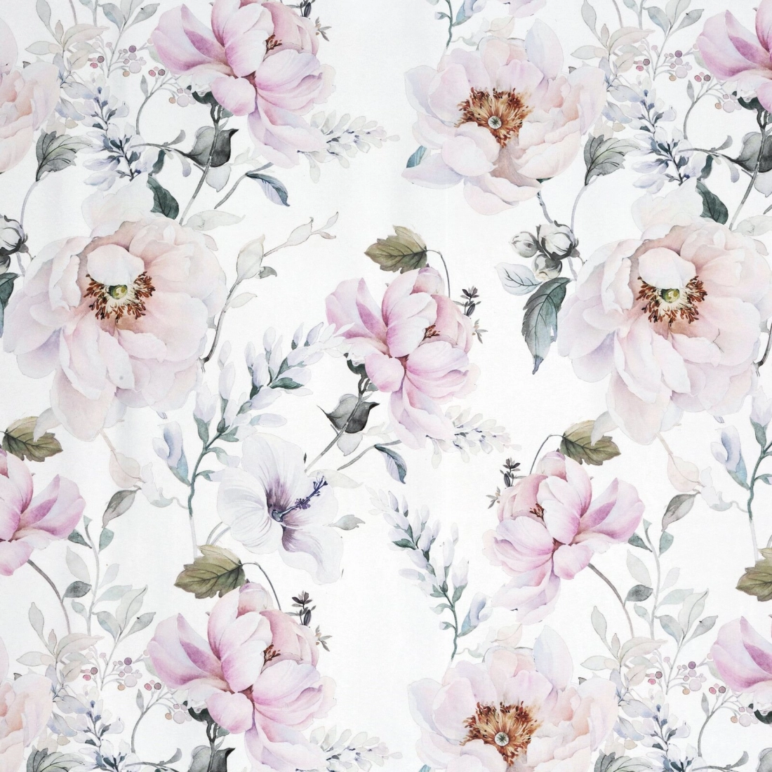 Závěs 350x150 cm bílý s vyšívanými květy na kovové kroužky NATALI