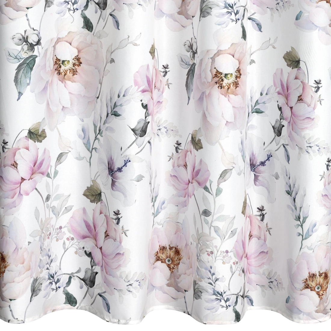 Závěs 350x150 cm bílý s vyšívanými květy na kovové kroužky NATALI