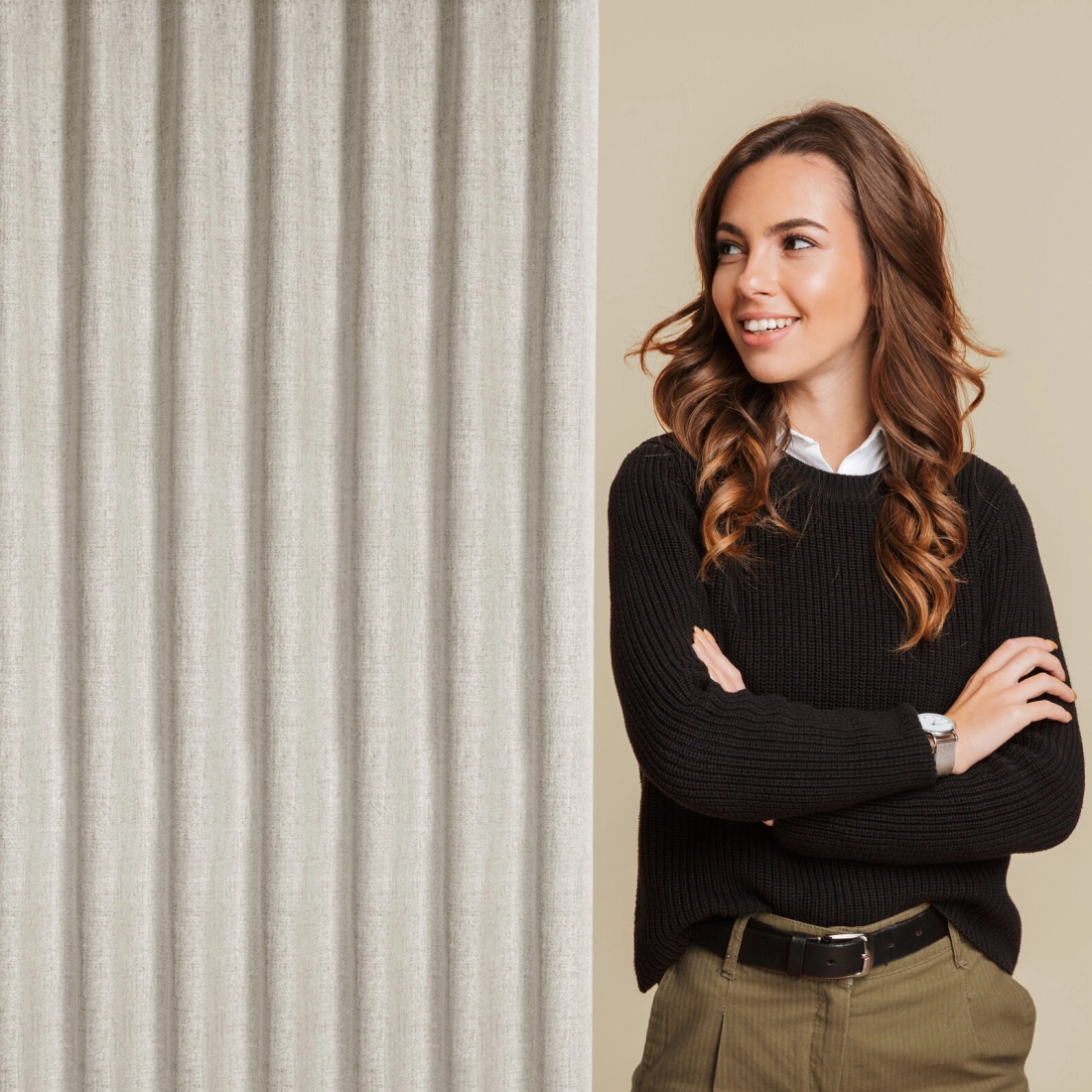 Záves 125x270 cm svetlobéžový na riasiacu pásku JULA