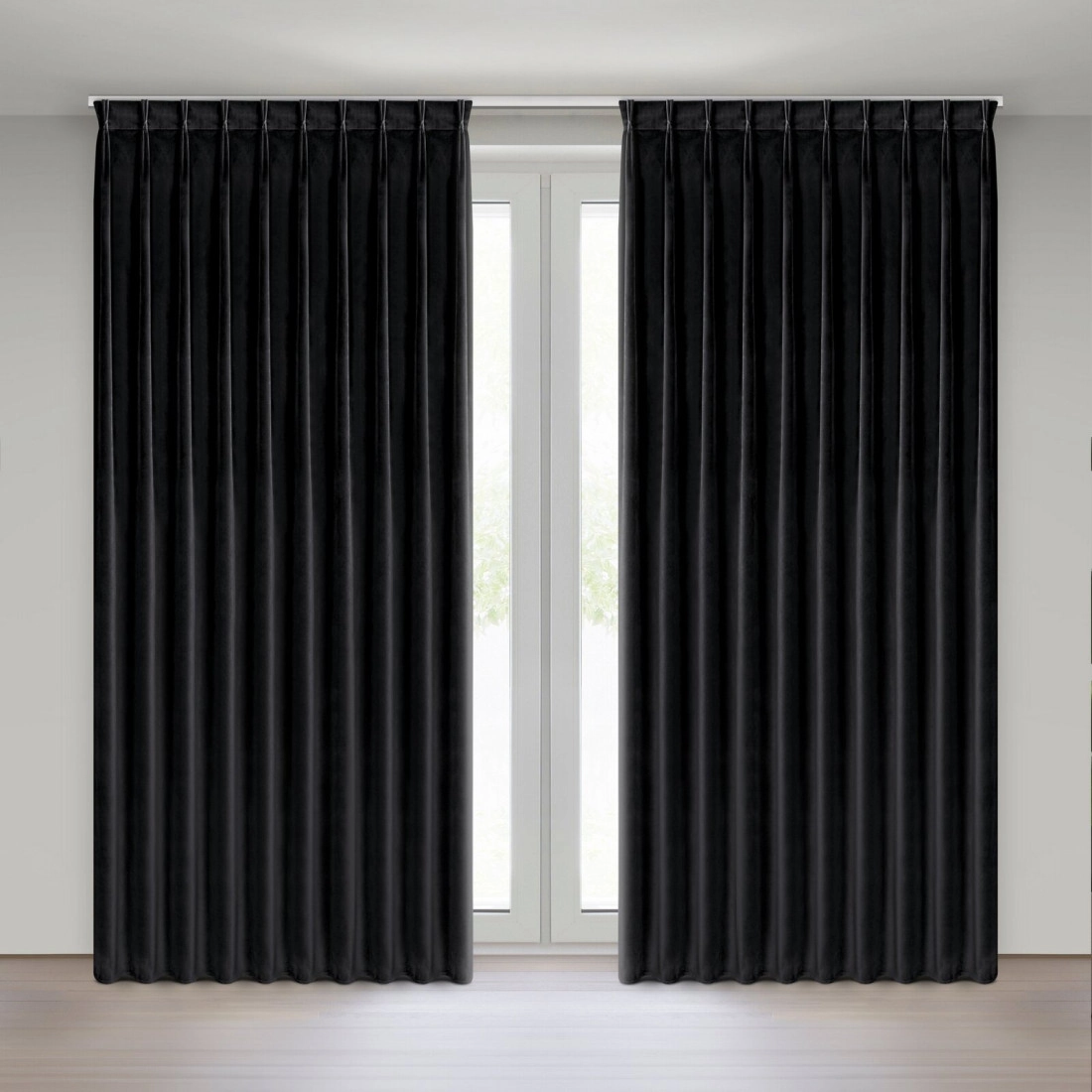 Záves 125x270 cm zamatový čierny na riasiacu pásku MELANIE