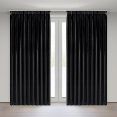 Záves 125x270 cm zamatový čierny na riasiacu pásku MELANIE