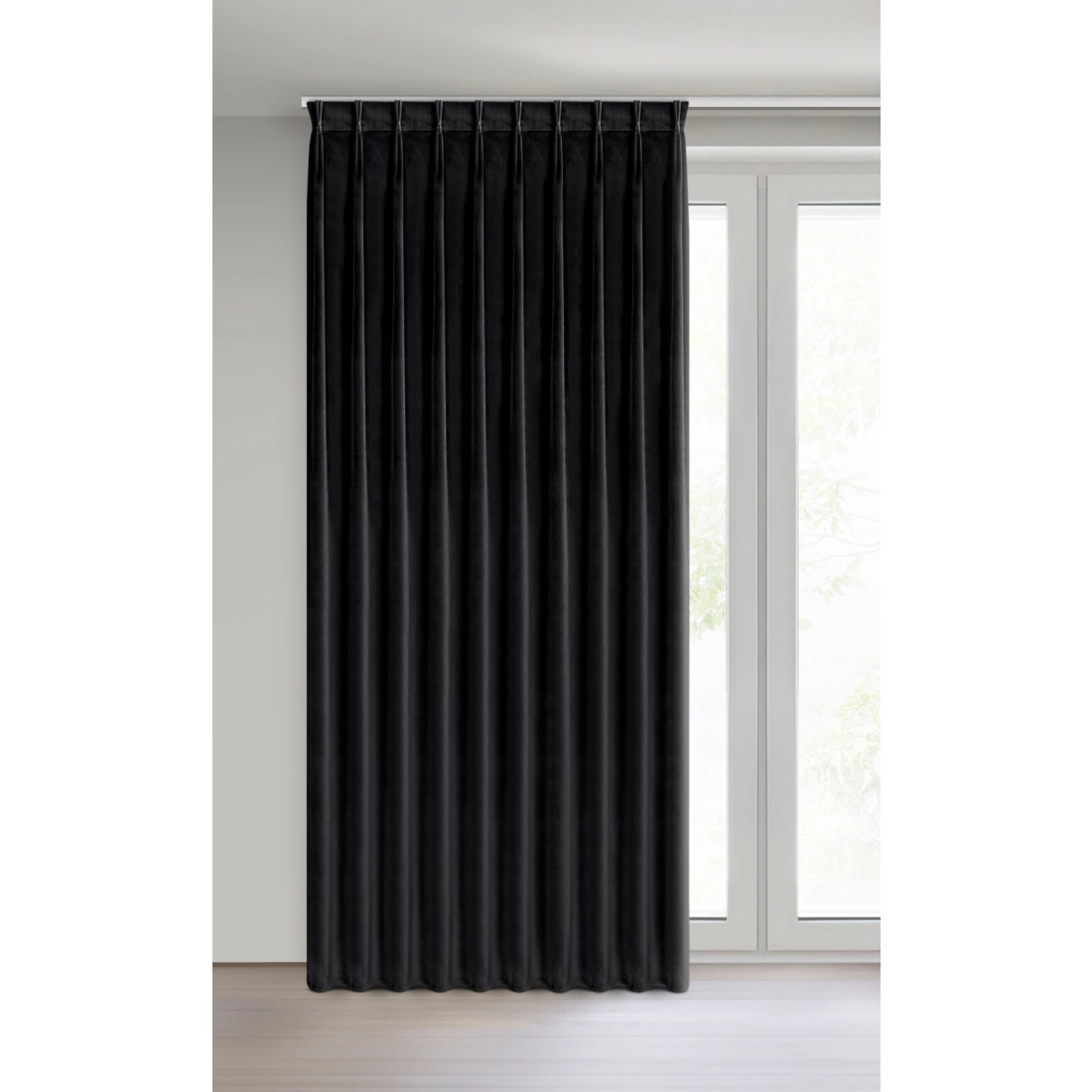 Záves 125x270 cm zamatový čierny na riasiacu pásku MELANIE