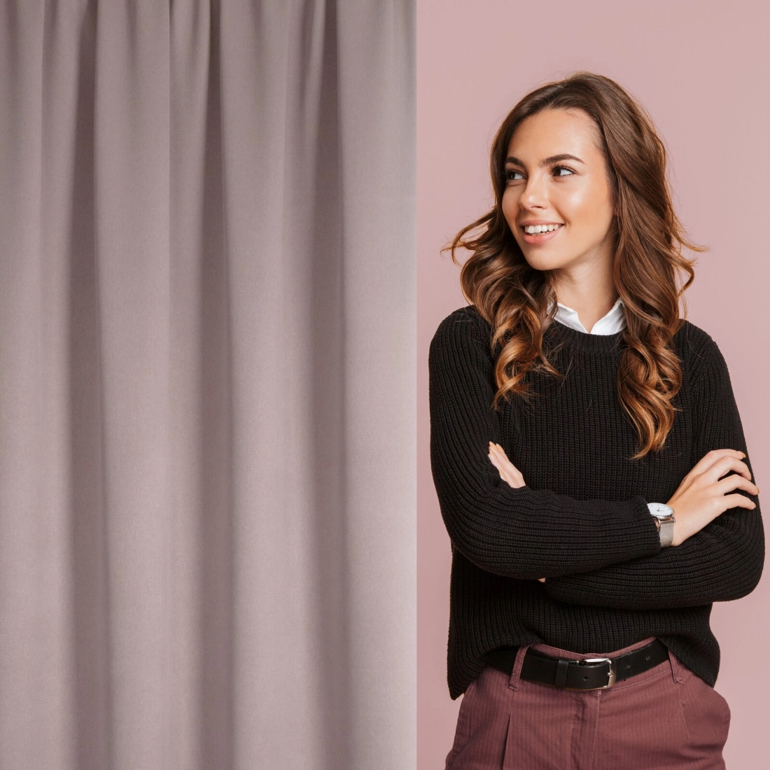 Záves 130x300 cm zatemňujúci pudrovo ružový na riasiacu pásku CARLO