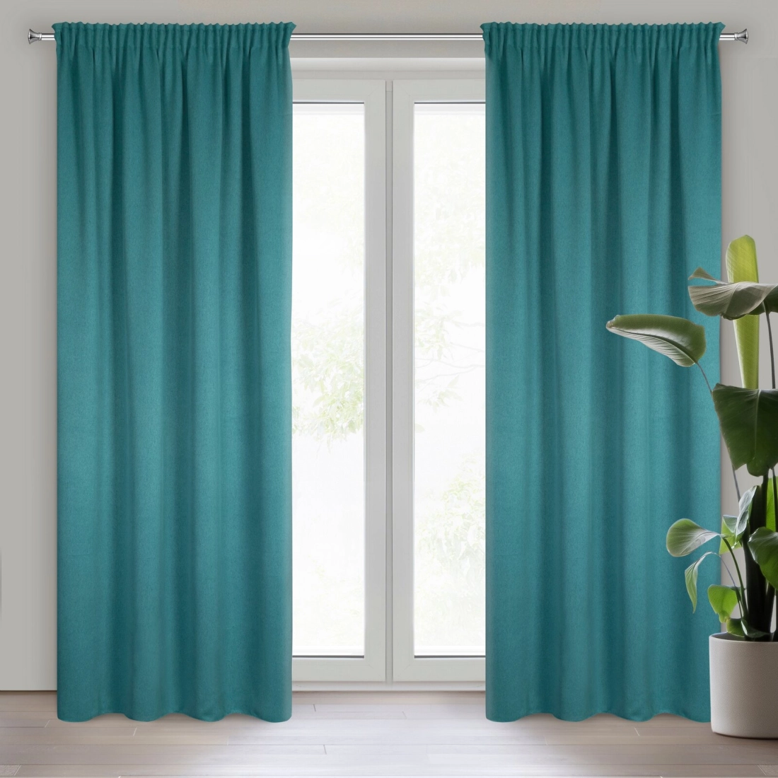 Zatemňovací závěs 130x300 cm tmavě tyrkysový na řasicí pásku CARLO