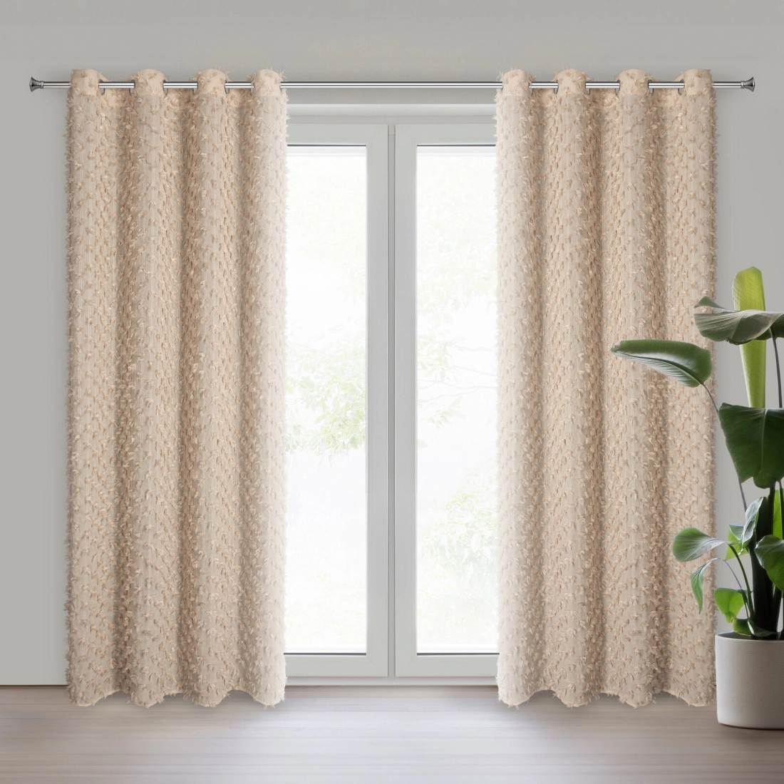 Záves 135x250 cm béžový šifónový na kovové krúžky AURELIA Eva Minge