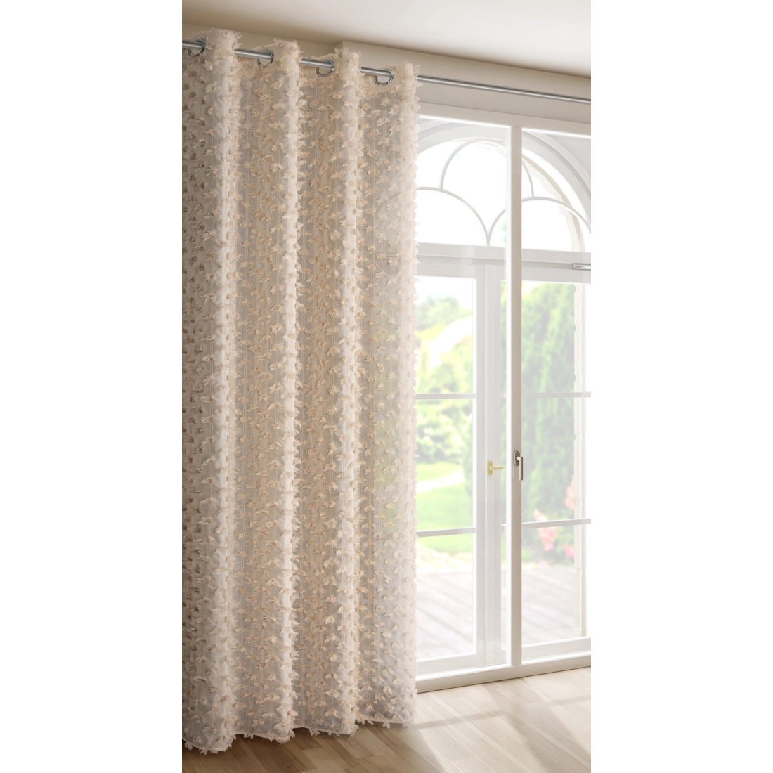 Záves 135x250 cm béžový šifónový na kovové krúžky AURELIA Eva Minge