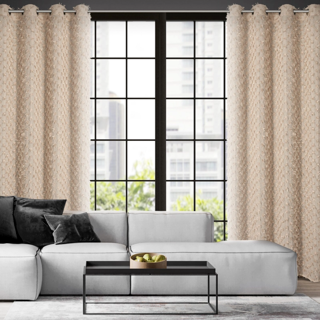 Záves 135x250 cm béžový šifónový na kovové krúžky AURELIA Eva Minge