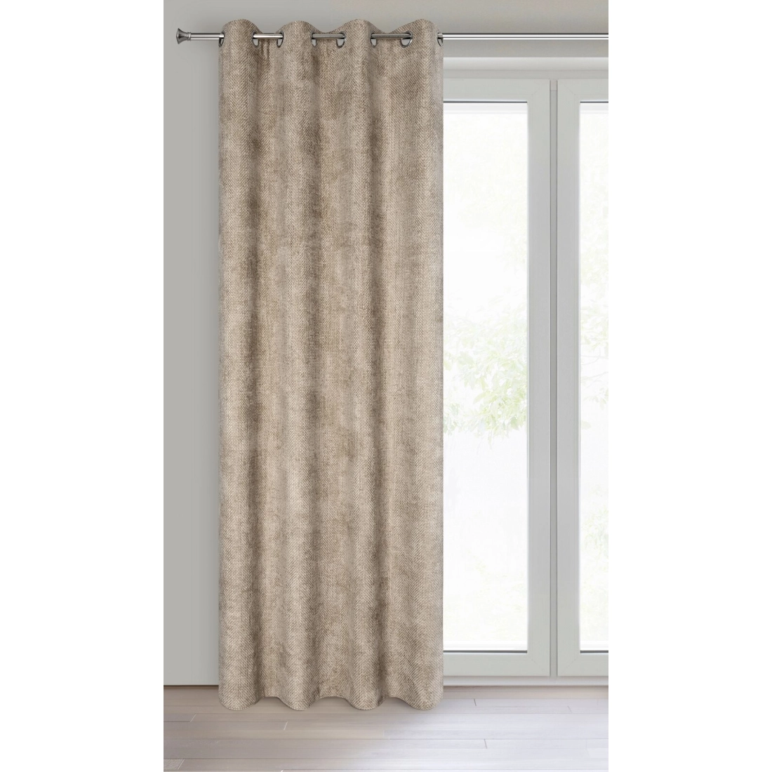 Záves 135x250 cm béžový szenilový na kovové krúžky ALETA