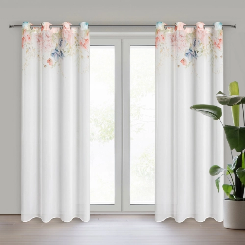 Záves 135x250 cm bielo-ružový etamínový na kovové krúžky ARLENA