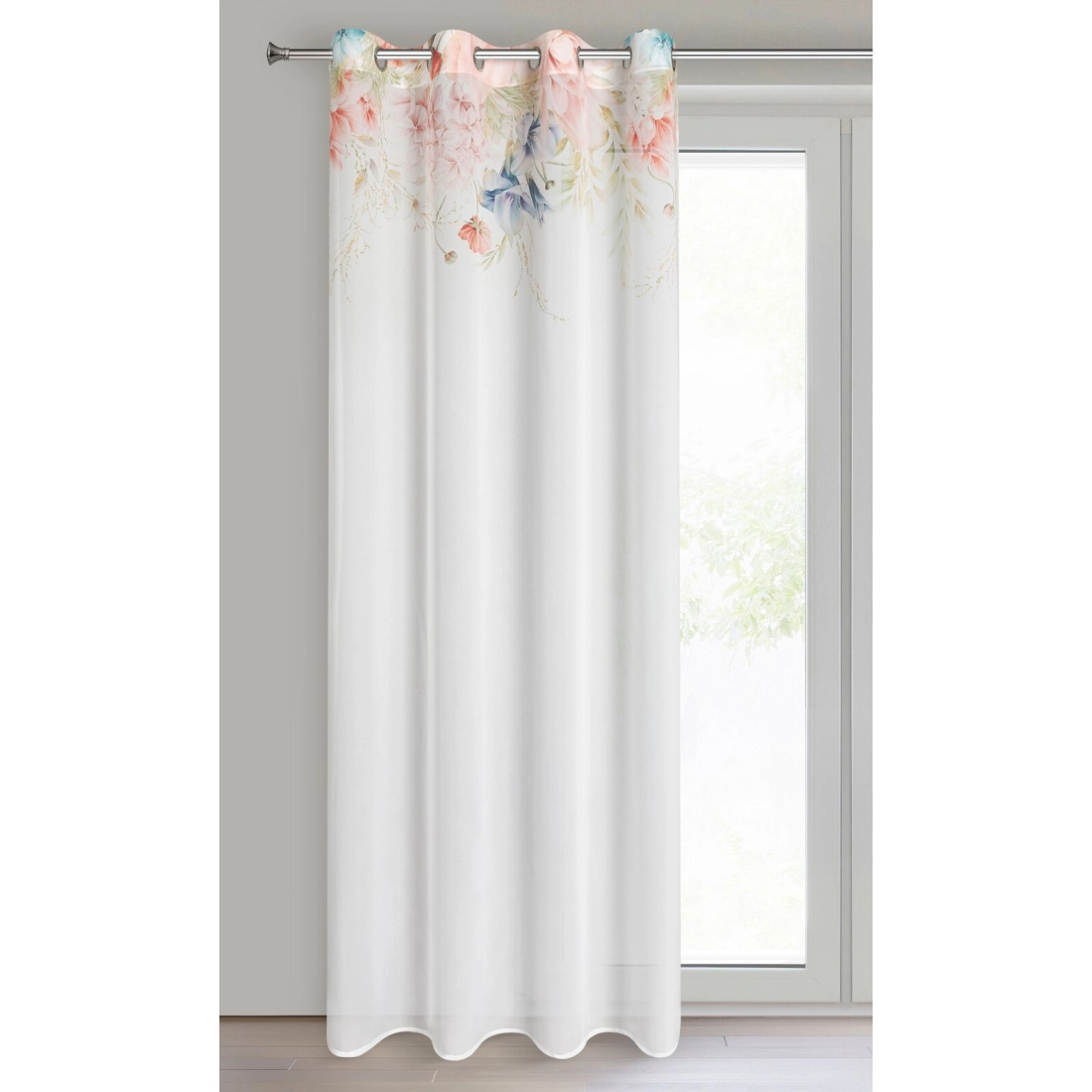 Záves 135x250 cm bielo-ružový etamínový na kovové krúžky ARLENA