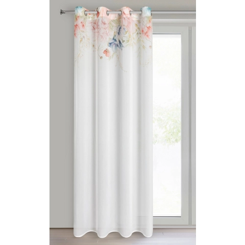 Záves 135x250 cm bielo-ružový etamínový na kovové krúžky ARLENA