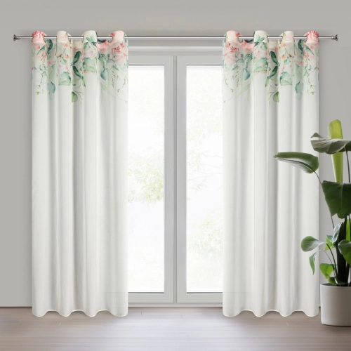 Záves 135x250 cm bielo-ružový na kovové krúžky ALORA