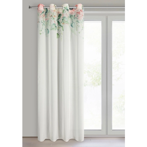 Záves 135x250 cm bielo-ružový na kovové krúžky ALORA